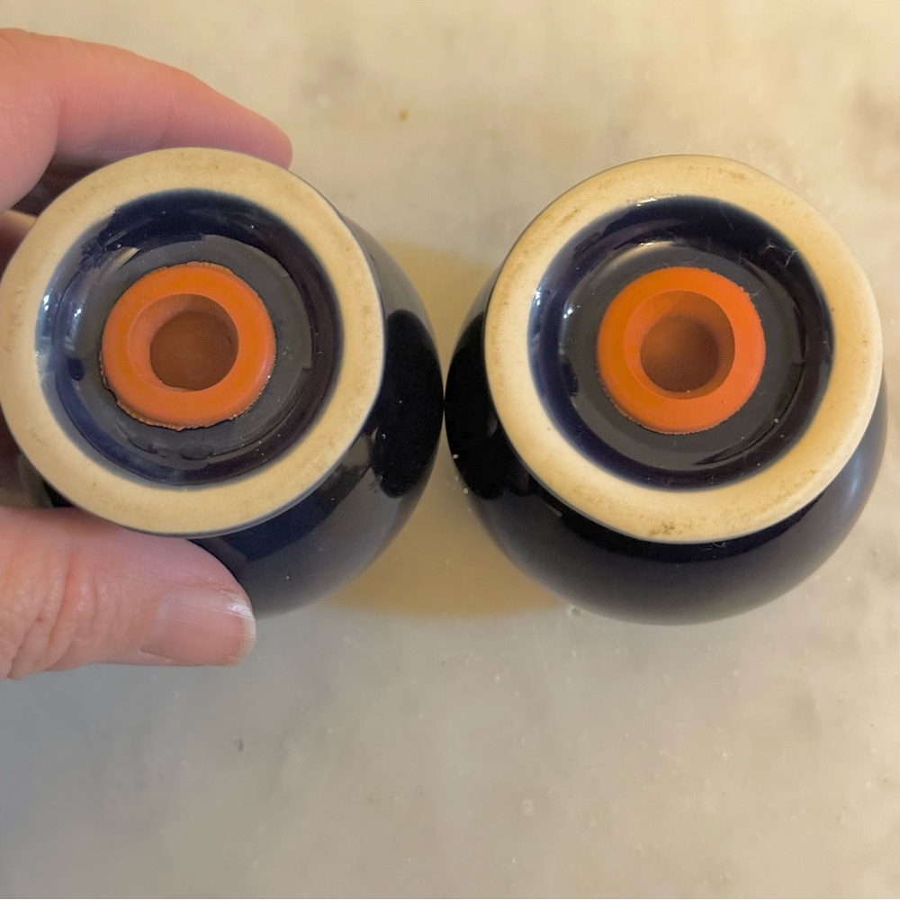 FiestaWare Salt & Pepper Shaker Ball Set Retired Deep Cobalt Blue - Picture 2 of 2